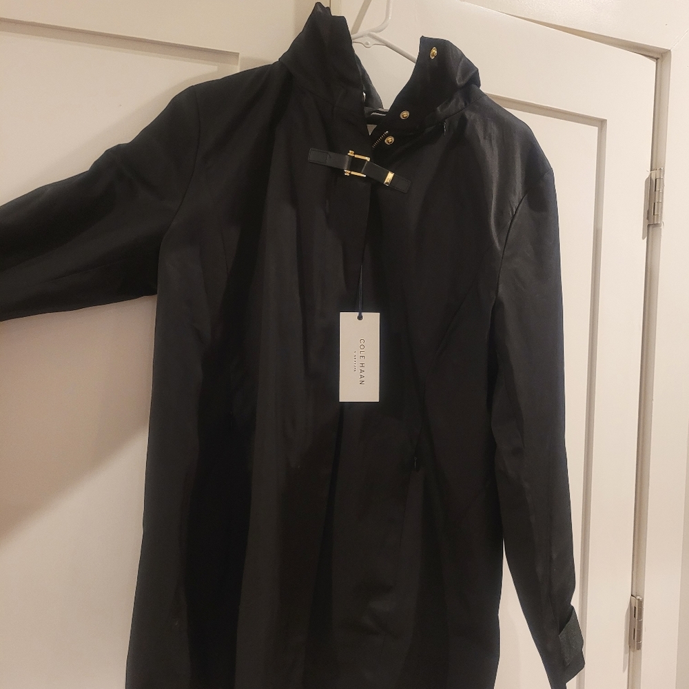 NWT Cole Haan Women's Stowaway Hood Zip Jacket Black